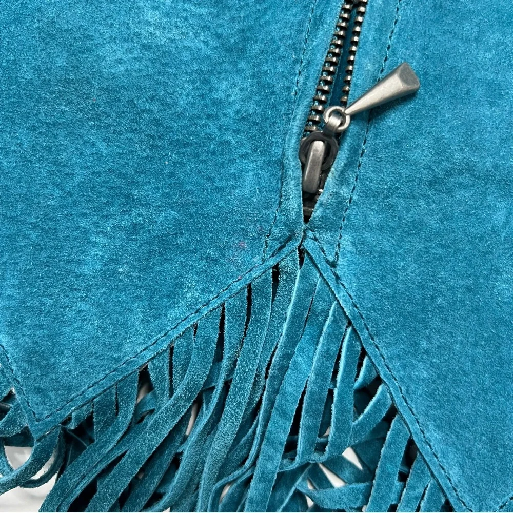 Vintage Saguro West Turquoise Teal Suede Western Jacket Size M - Picture 9 of 16